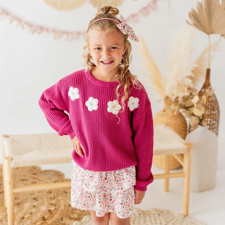Floral Applique Knit Sweater