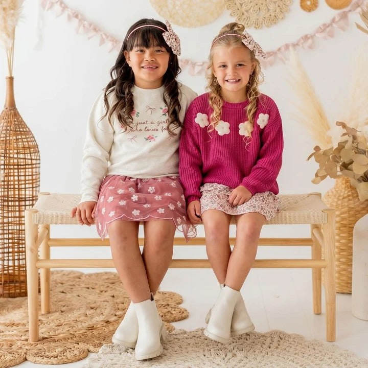 Berry Floral Embroidered Tutu Skirt