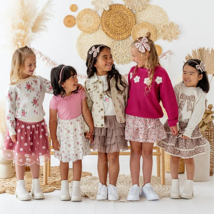 Berry Floral Embroidered Tutu Skirt