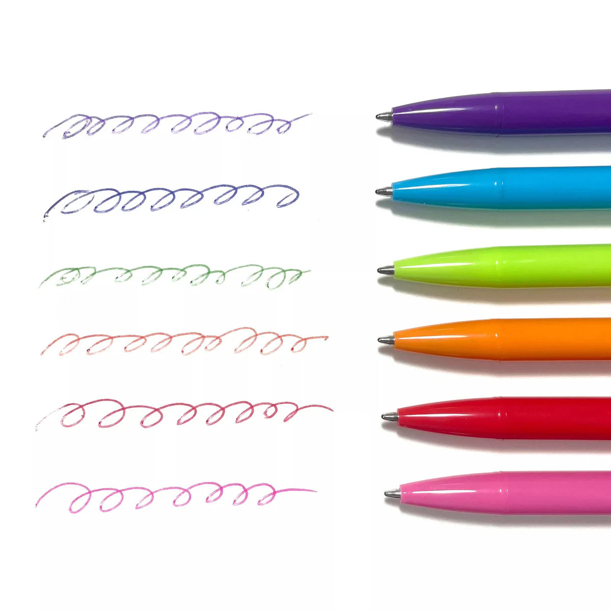 Bright Writers Colored Ink Retractable Ballpoint Pens - Set of 6