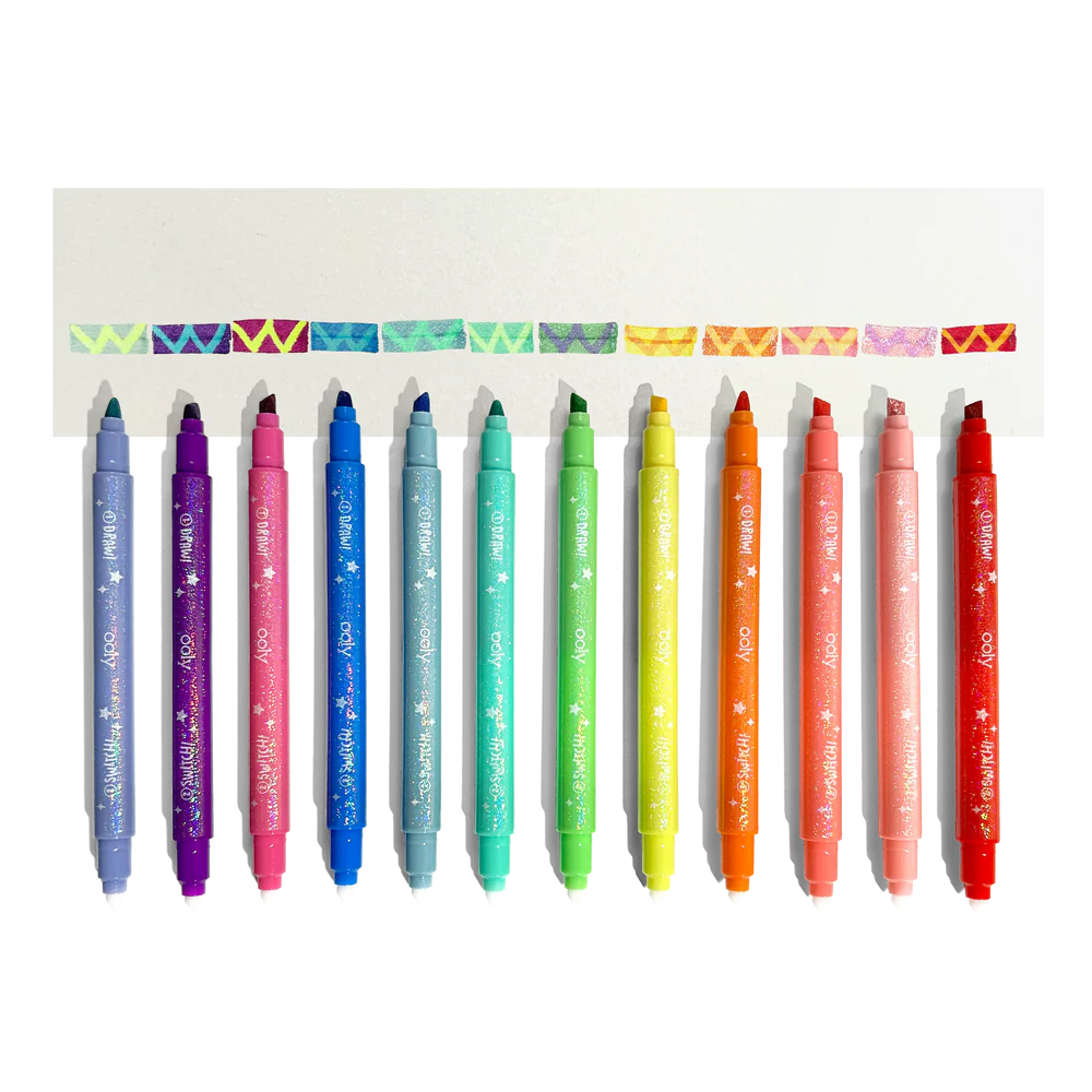Switch-Eroo Sparkle Glittery Color Changing Markers (set of 12)