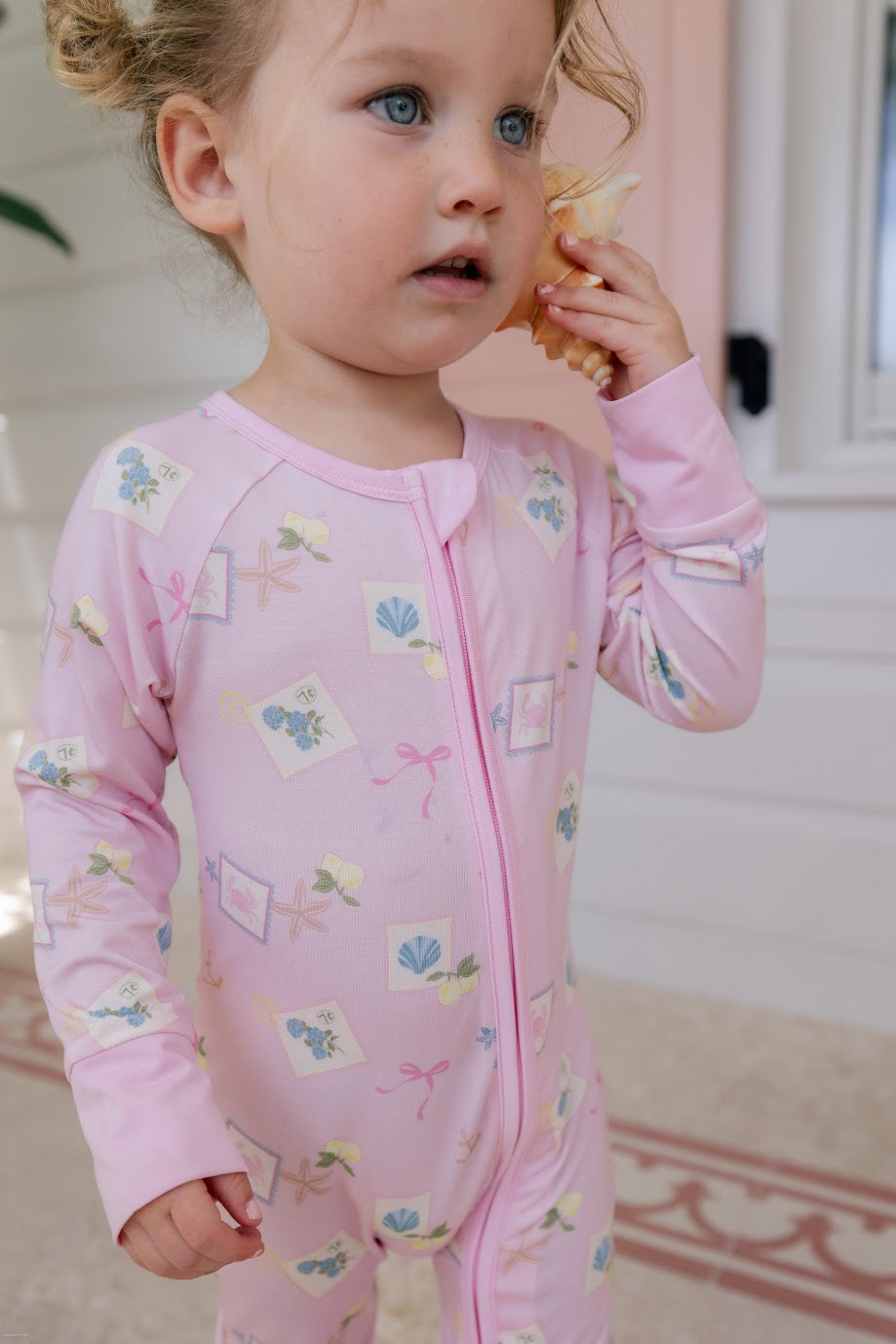 Little Coastal Notes Zipper Romper