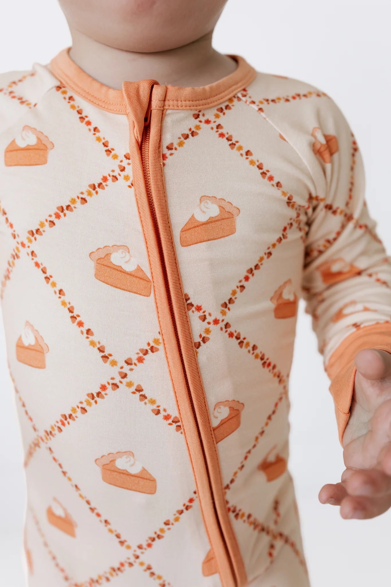 Fall Pie and Leaves Zipper Romper