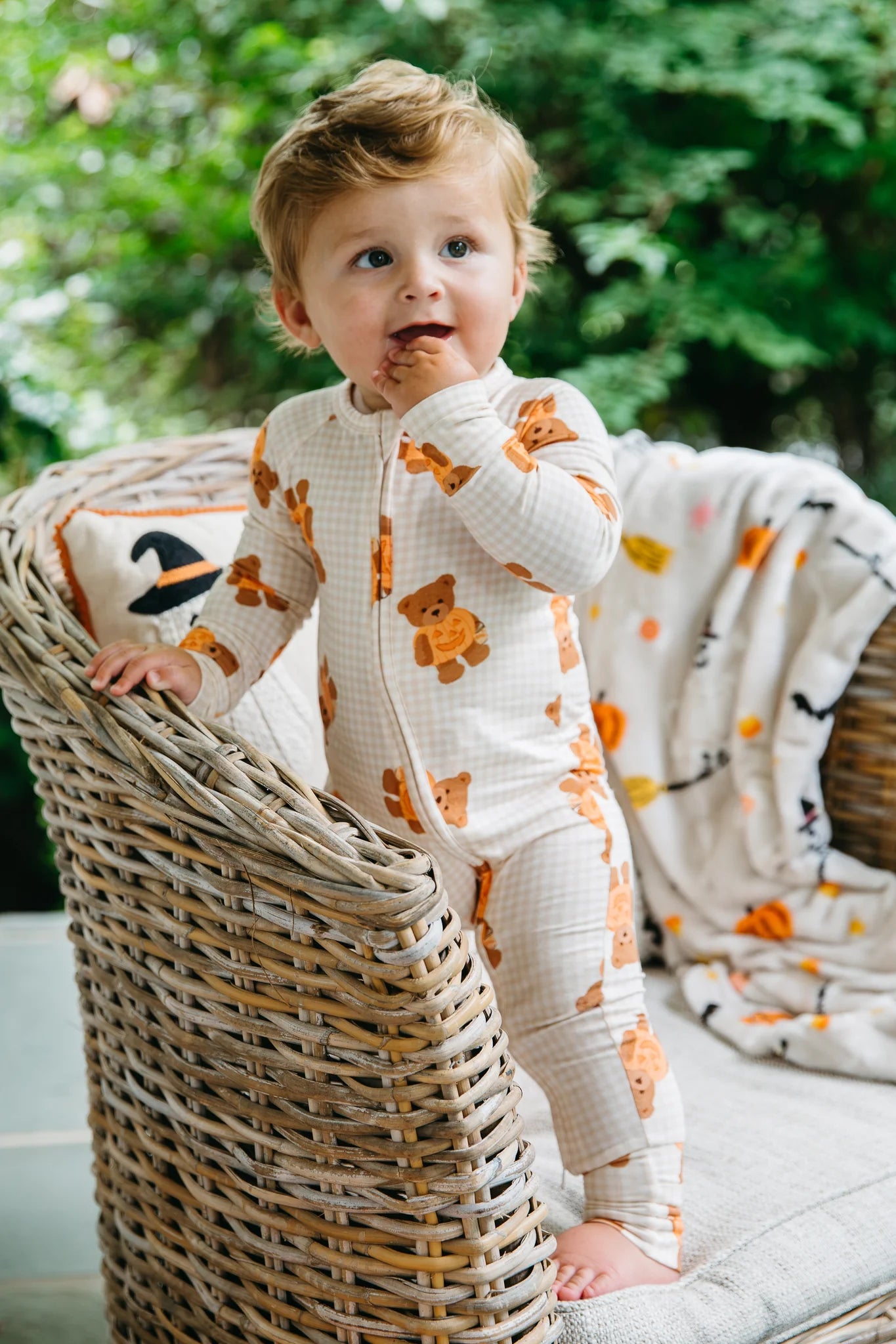 Gingham Little Boo Bear Zipper Romper
