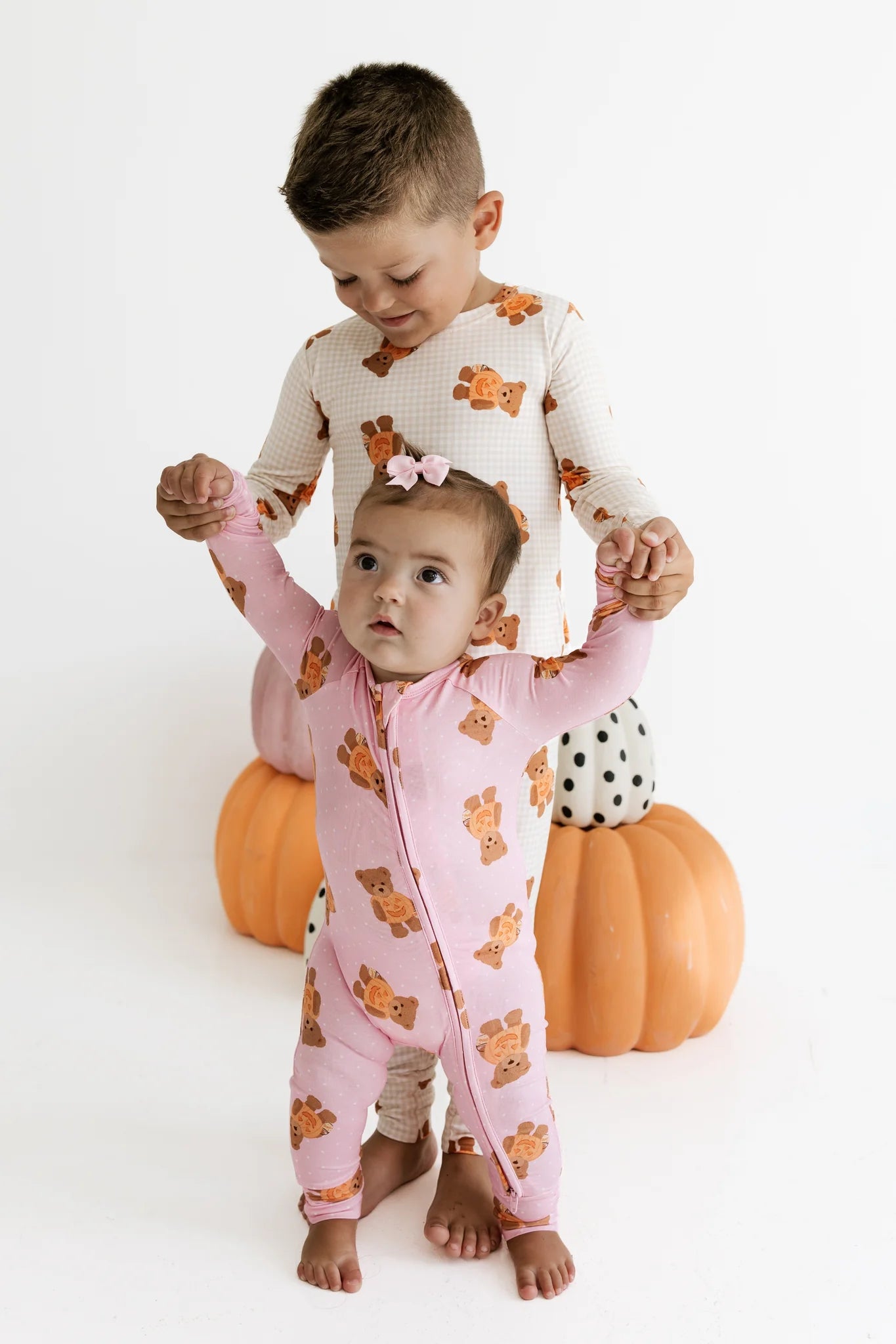 Polka Dot Little Boo Bear Zipper Romper