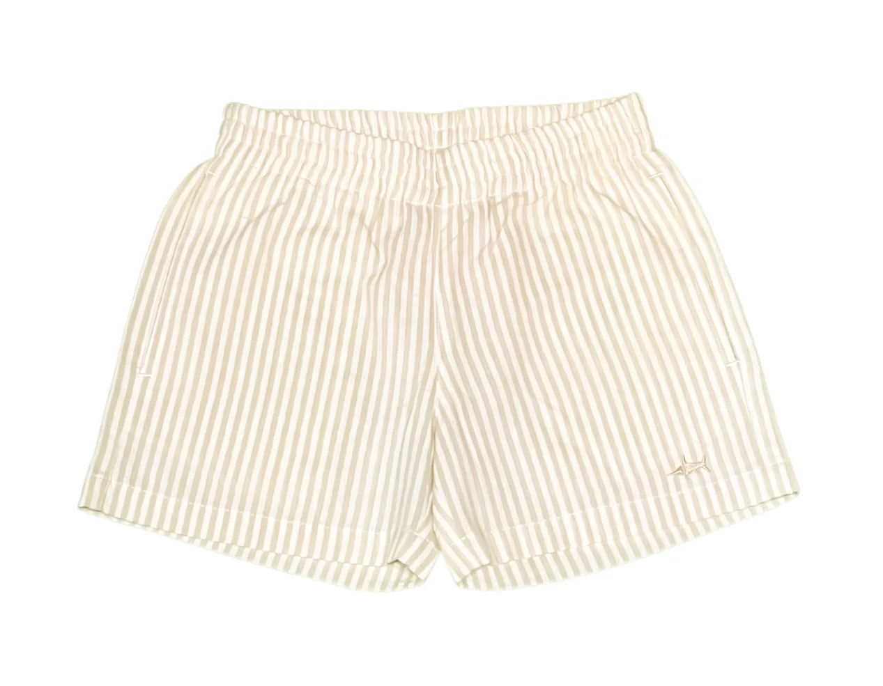 Naples Shorts in Khaki Seersucker