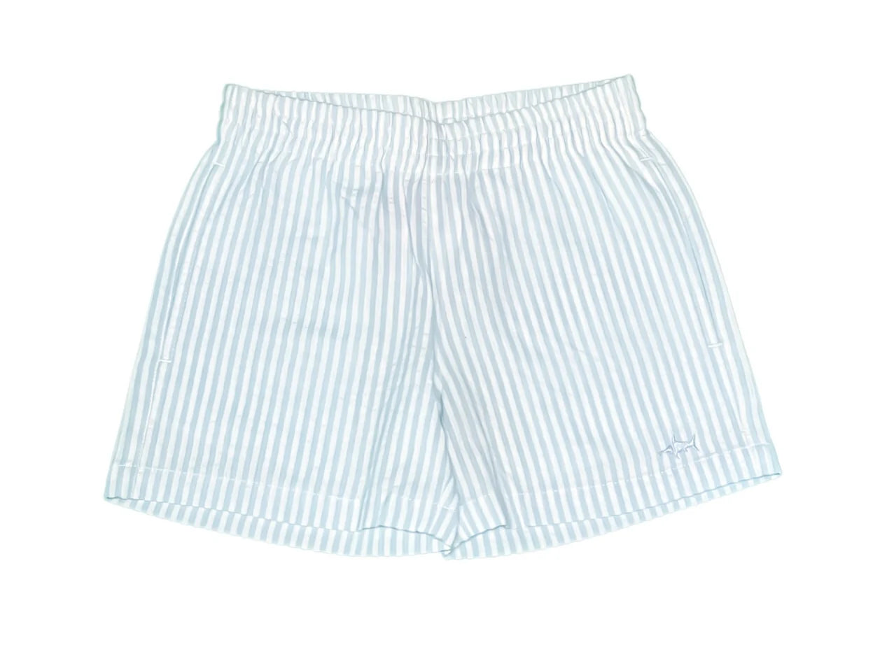 Naples Shorts in Aqua Seersucker