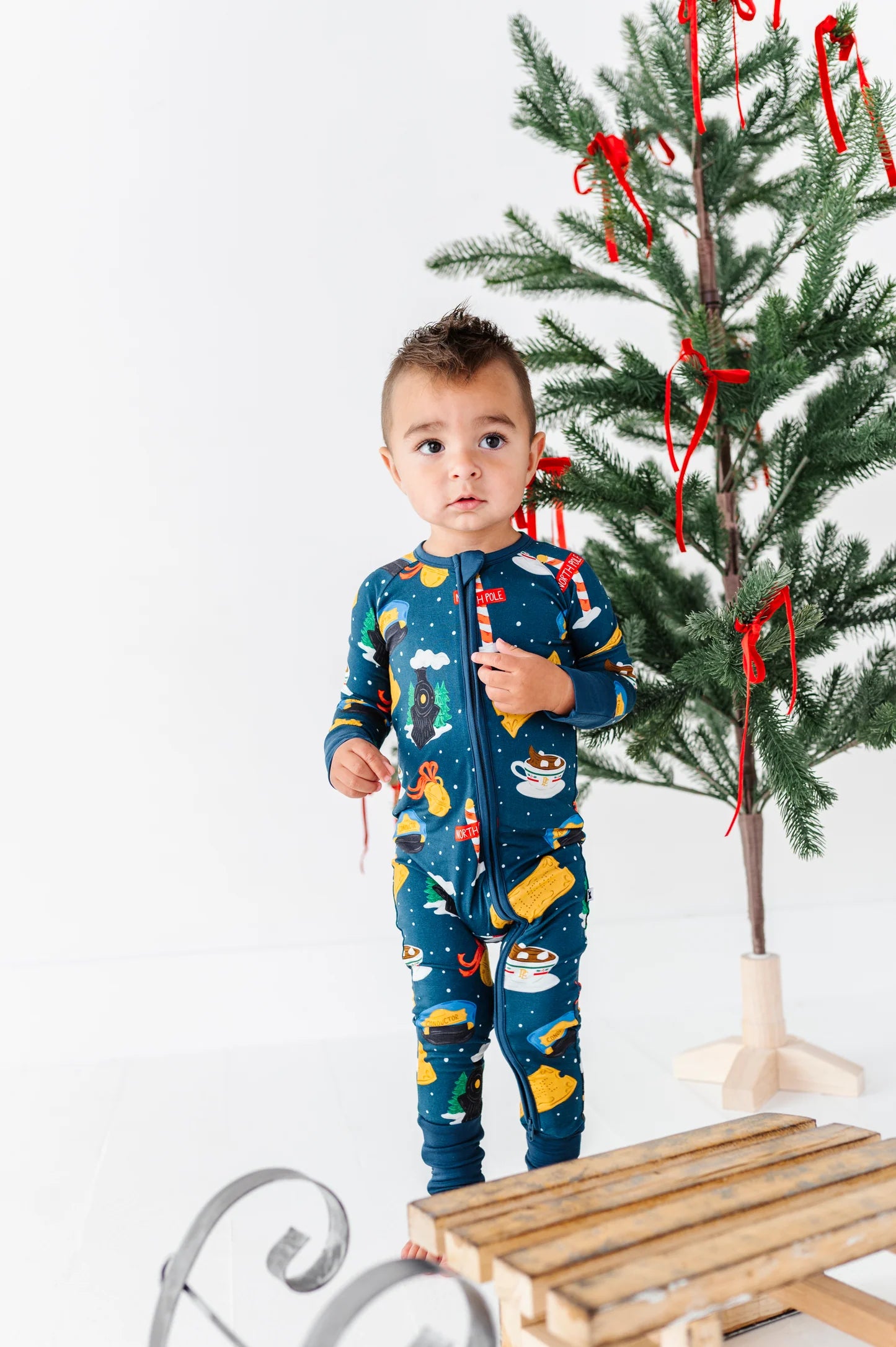 Christmas Polar Express Convertible Footie Pajama