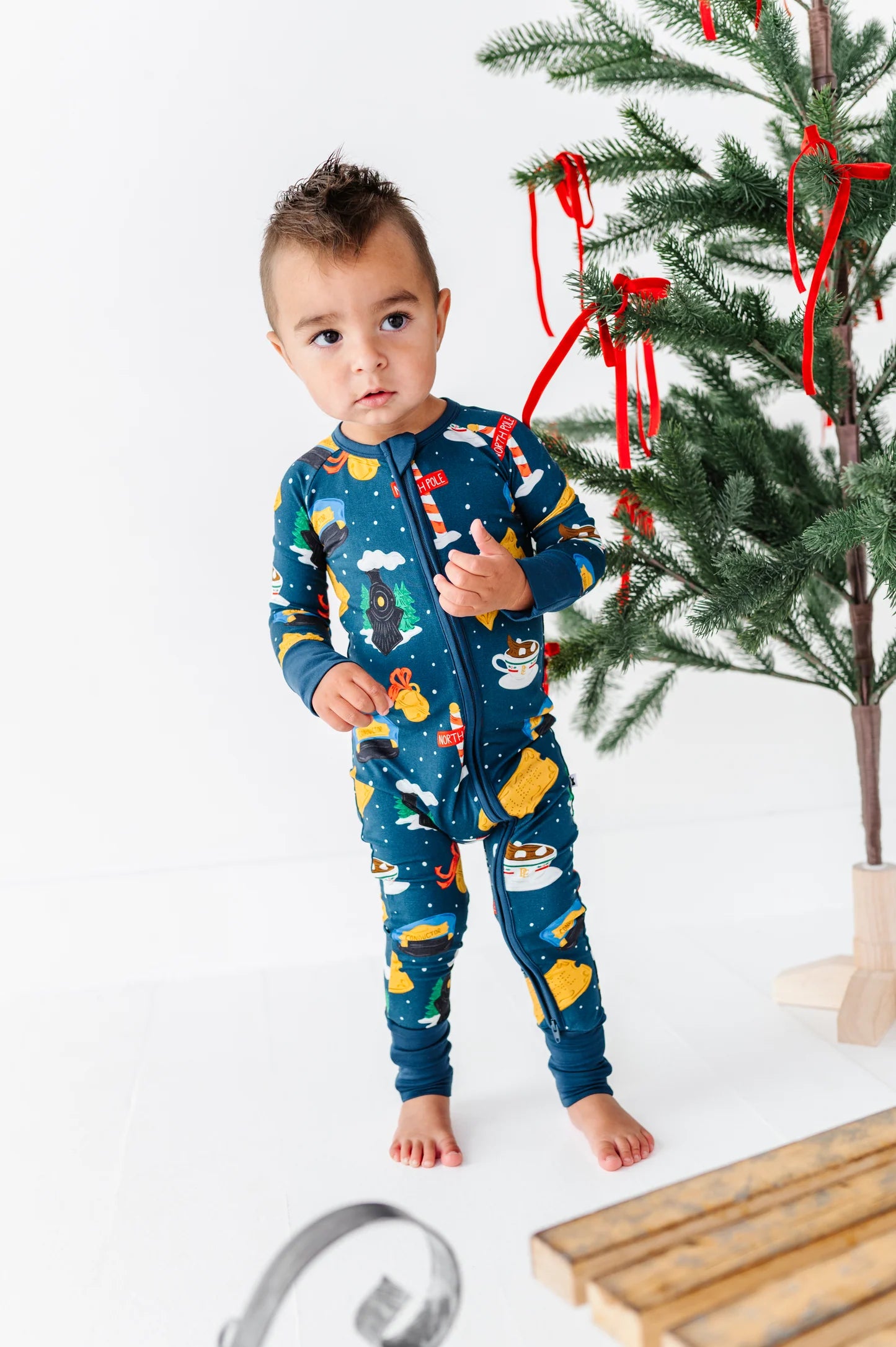 Christmas Polar Express Convertible Footie Pajama