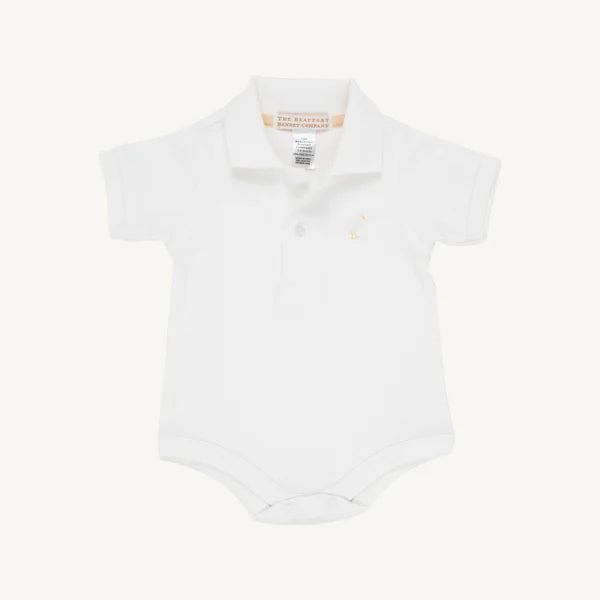 White Short Sleeve Polo Onesie