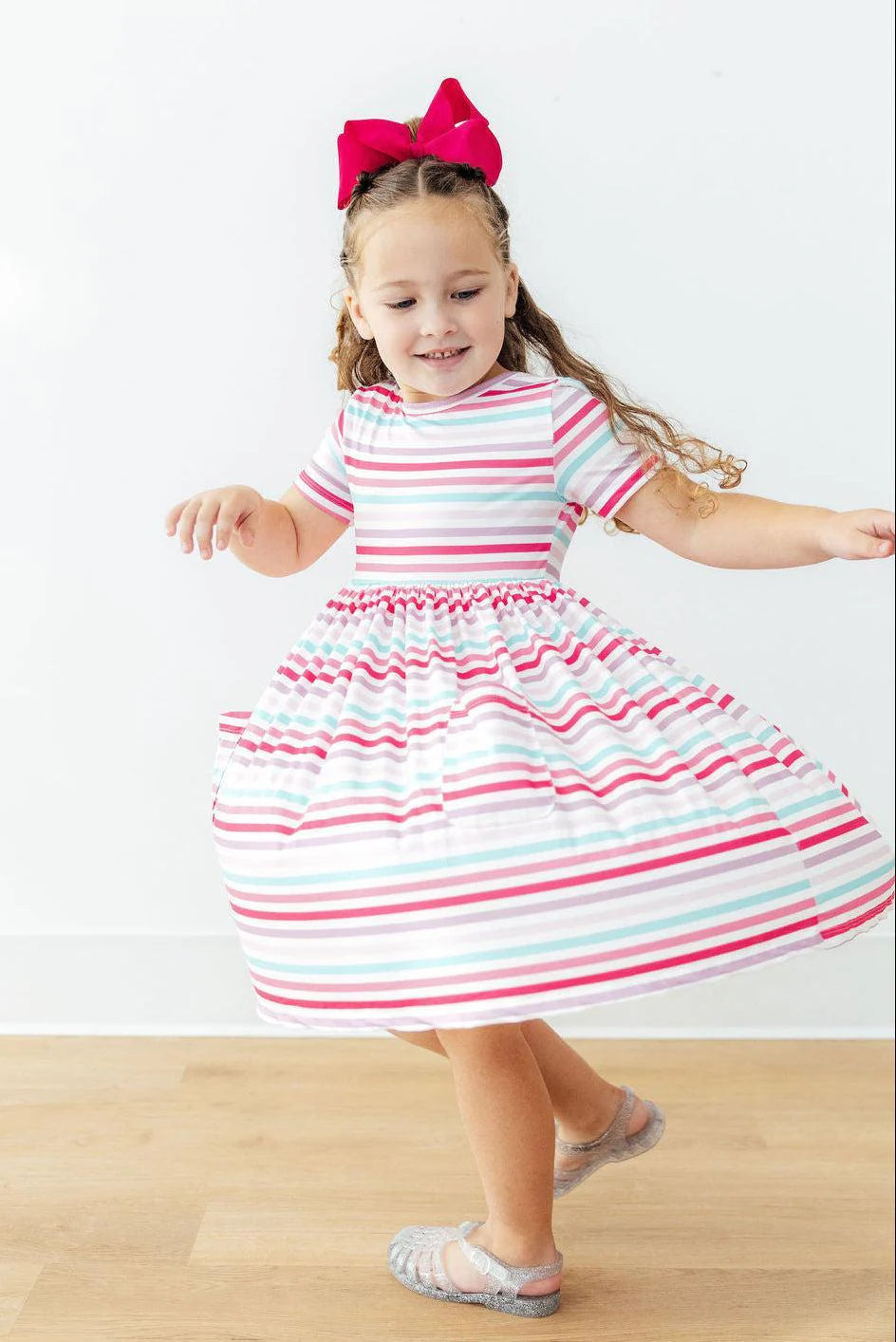 Pastel Stripes Pocket Twirl Dress