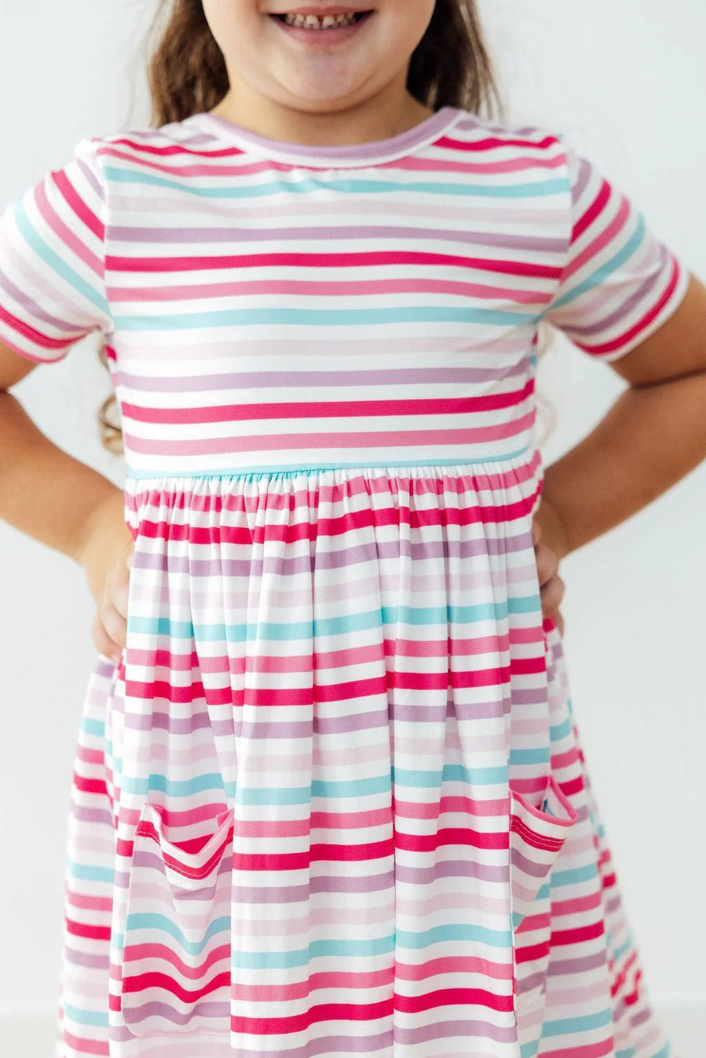 Pastel Stripes Pocket Twirl Dress