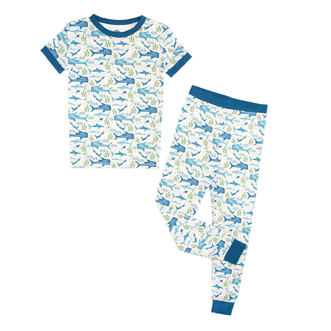 Shark Friends Bamboo Short Sleeve Kids Pajama Pants Set