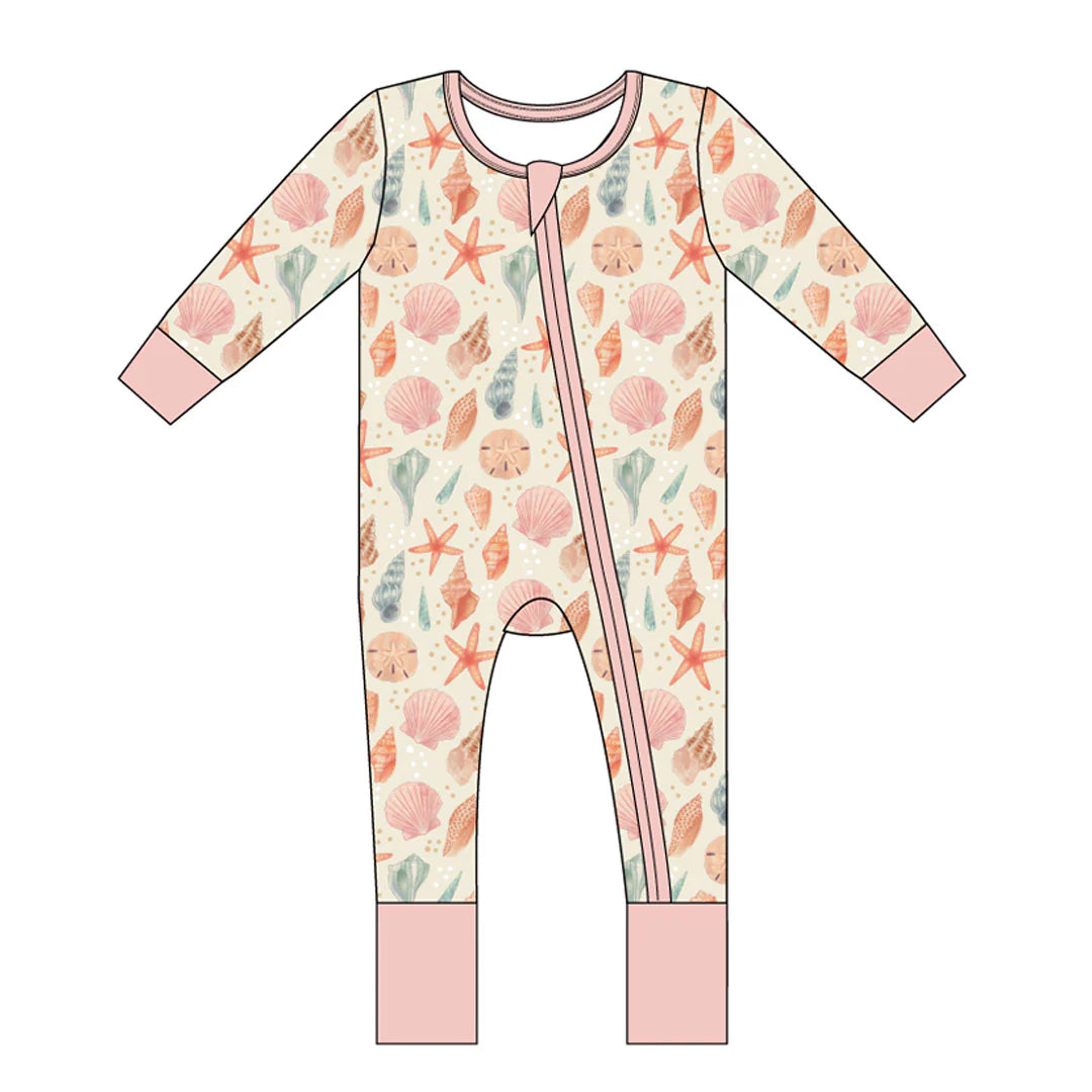 Sandy Seashells Bamboo Convertible Baby Pajamas