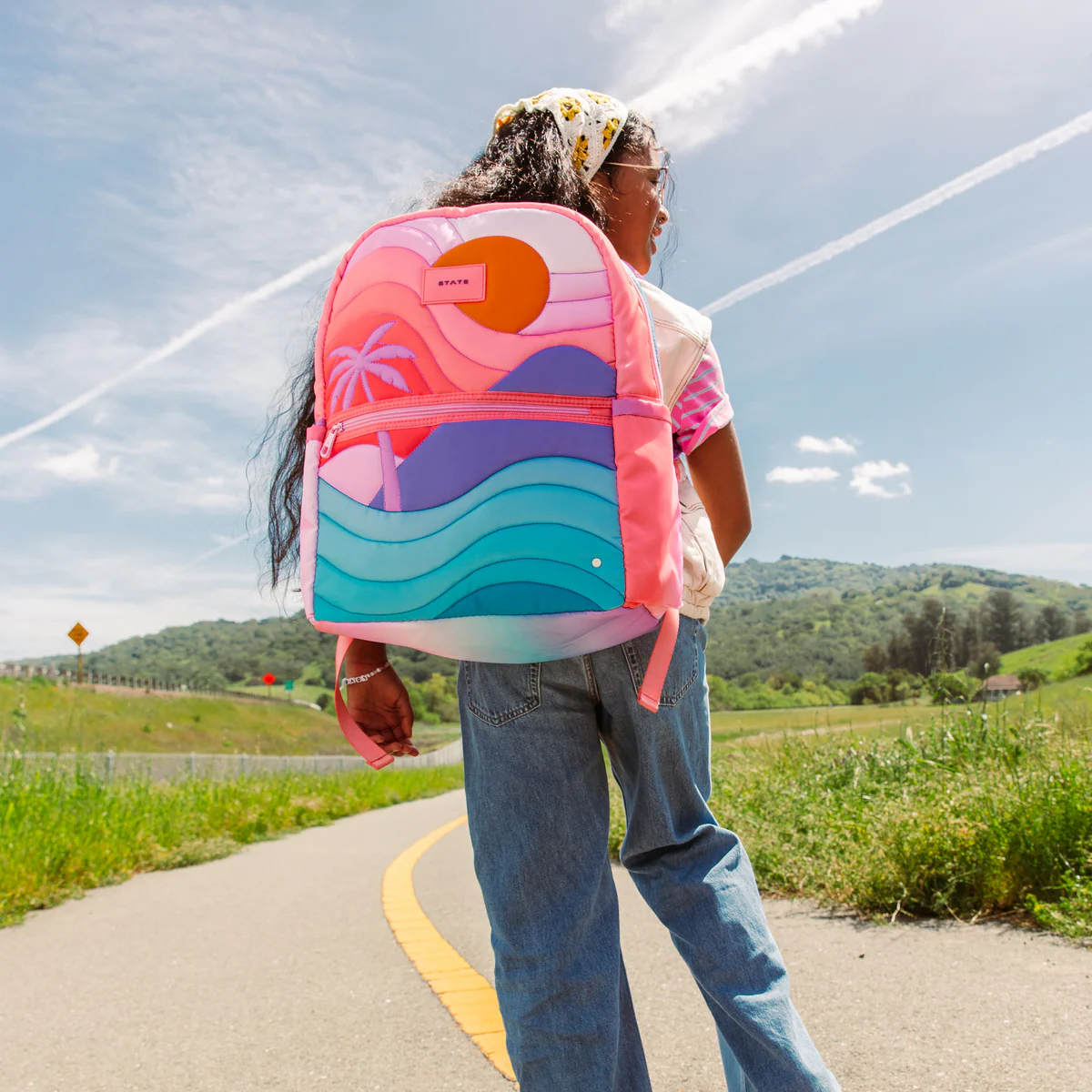 Sunset Puffer Kane Double Pocket Large Backpack