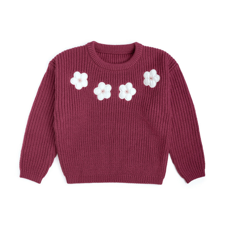 Floral Applique Knit Sweater