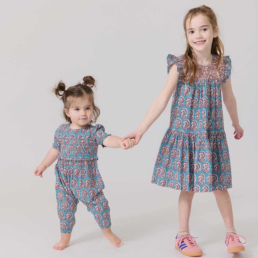 Baby Girl Raquel Jumper in Blue Paisley