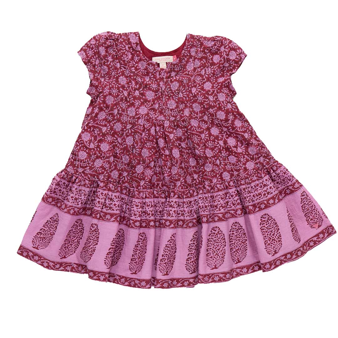 Adele Dress in Burgundy Garden Floral