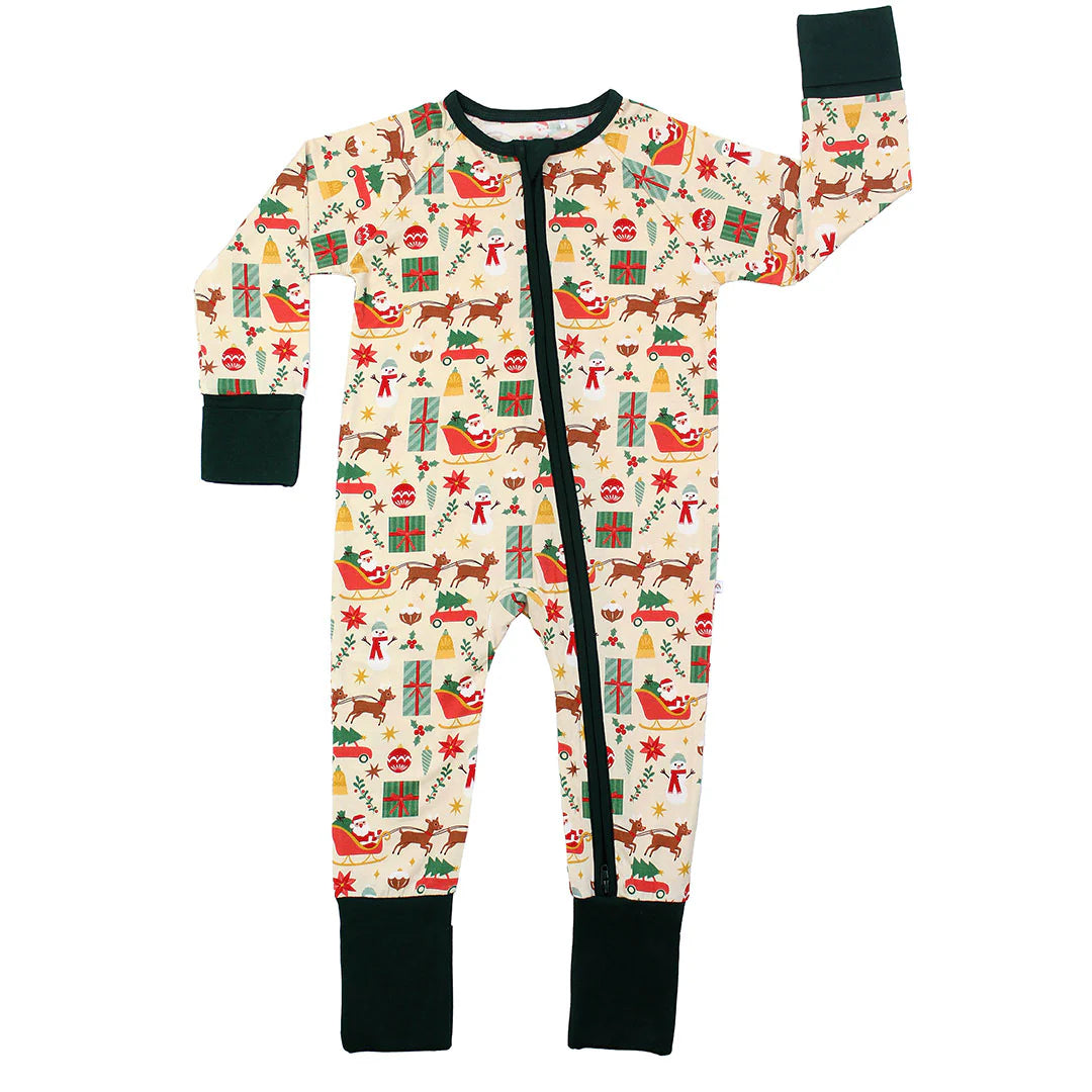 Vintage Christmas Bamboo Convertible Baby Pajamas