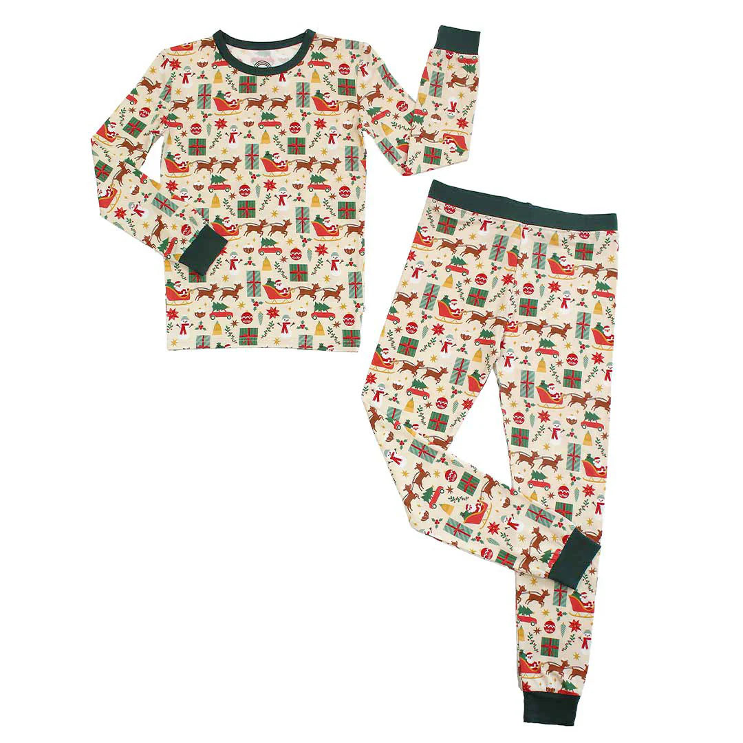 Vintage Christmas Two-Piece Bamboo Pajama Set