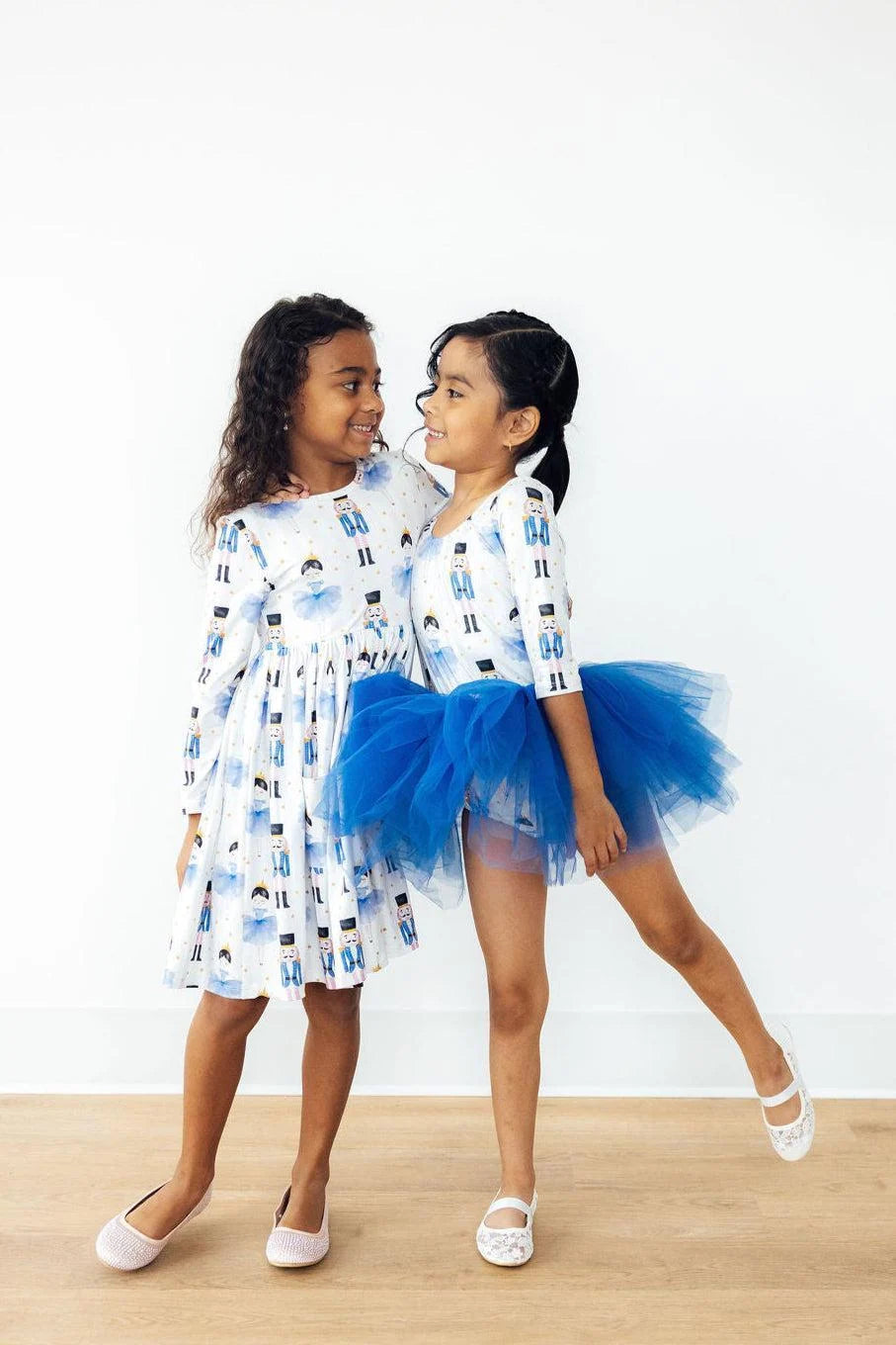 Waltz of the Snowflakes Long Sleeve Pocket Twirl Dress