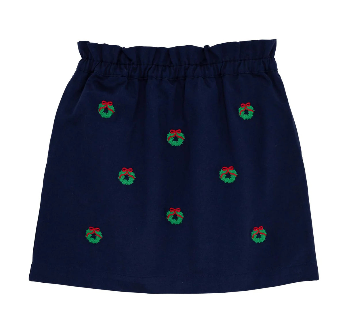 Critter Beasley Bag Skirt Nantucket Navy with Wreath Embroidery
