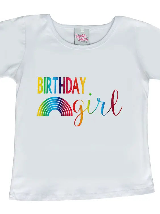 Rainbow Birthday Girl Short Sleeve T Shirt