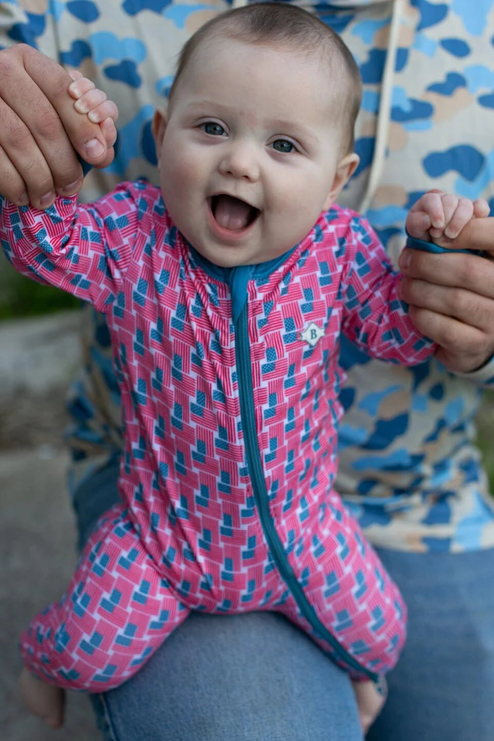 American Flag Print Baby Zip Up