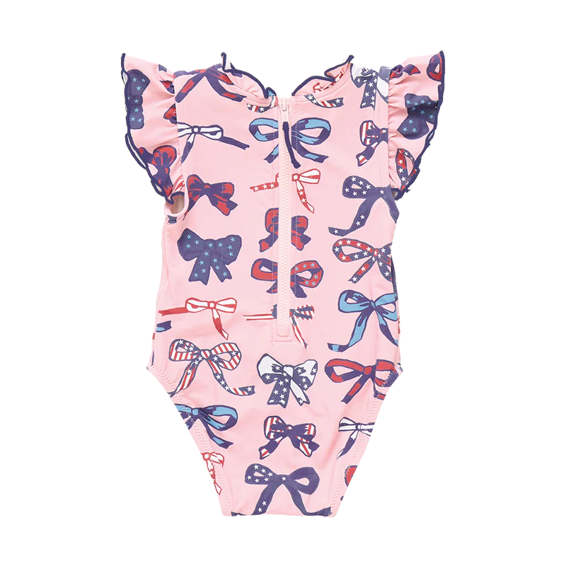 Jennifer Suit in Pink Patriotic Bows