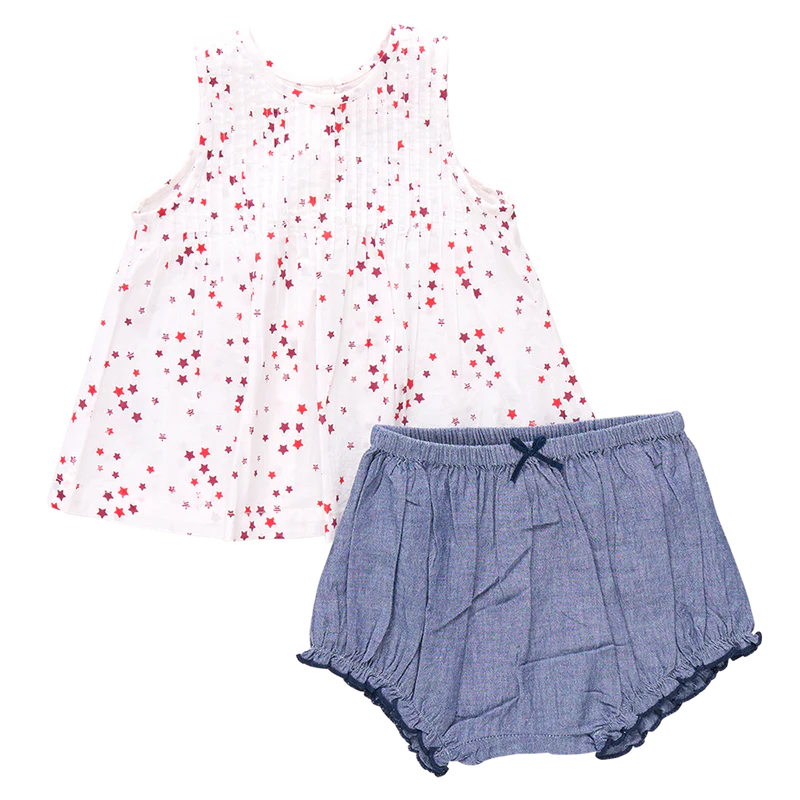 Jaipur 2-piece set in Red Ditsy Stars