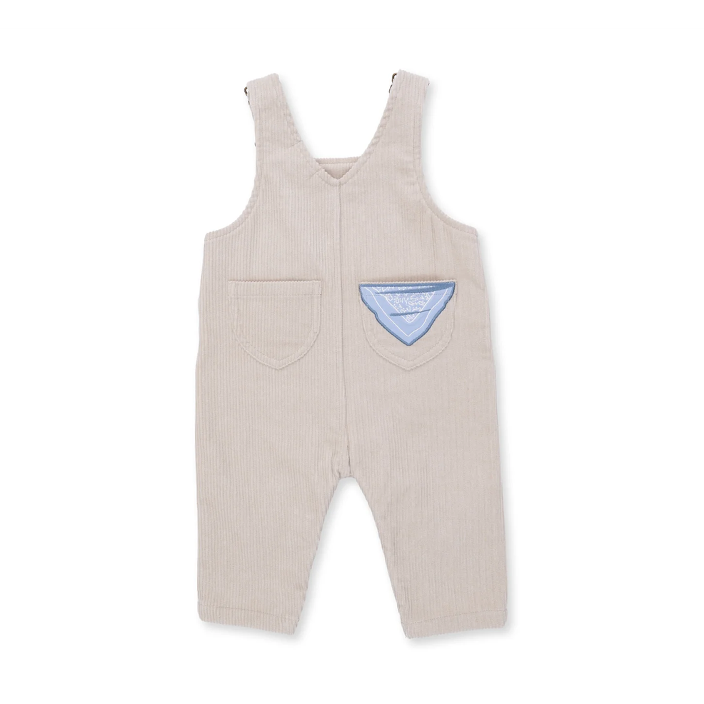 Beige Corduroy Old School Overall with Horse Applique