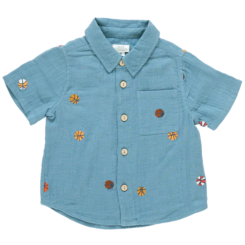 Jack Shirt in Blue Basketball Embroidery