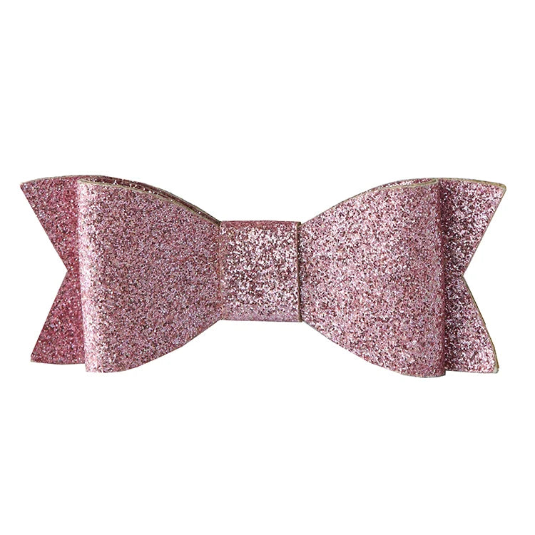 Pastel Pink Glitter Bow Hair Clip