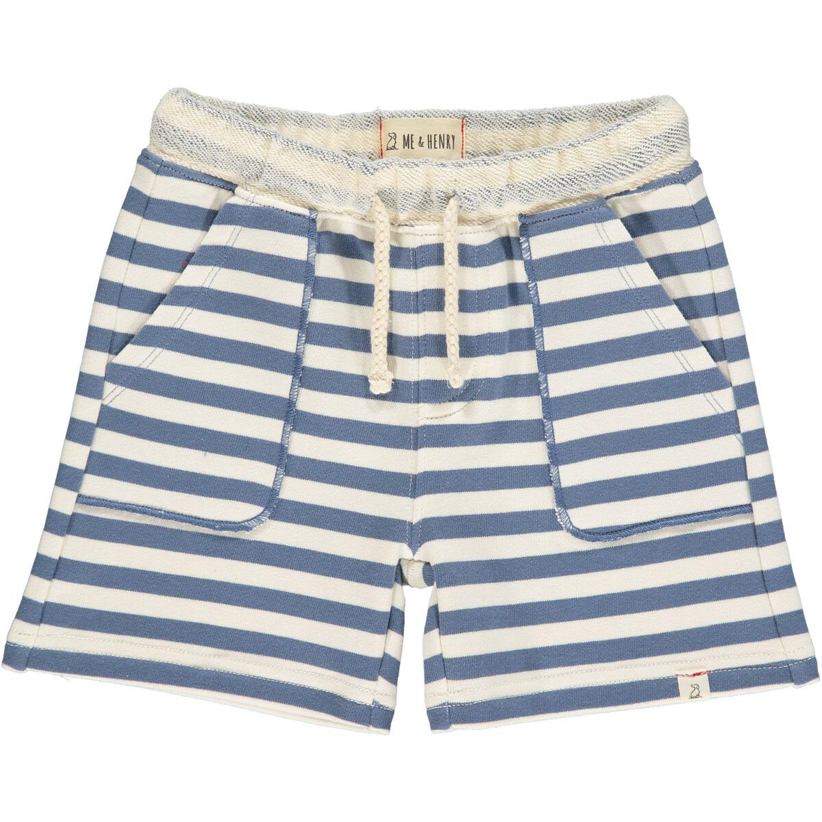 Blue Striped Cotton Shorts