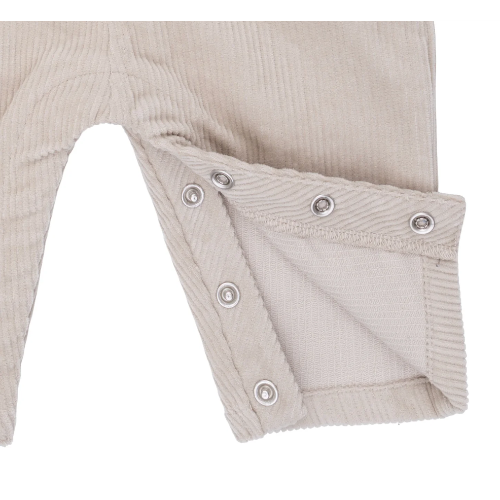 Beige Corduroy Old School Overall with Horse Applique