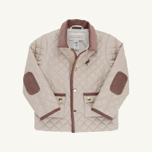 Caldwell Quilted Coat in Keeneland Khaki and Brown Corduroy