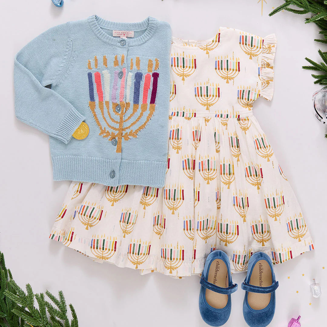 Colorful Menorahs Girls Adaline Dress