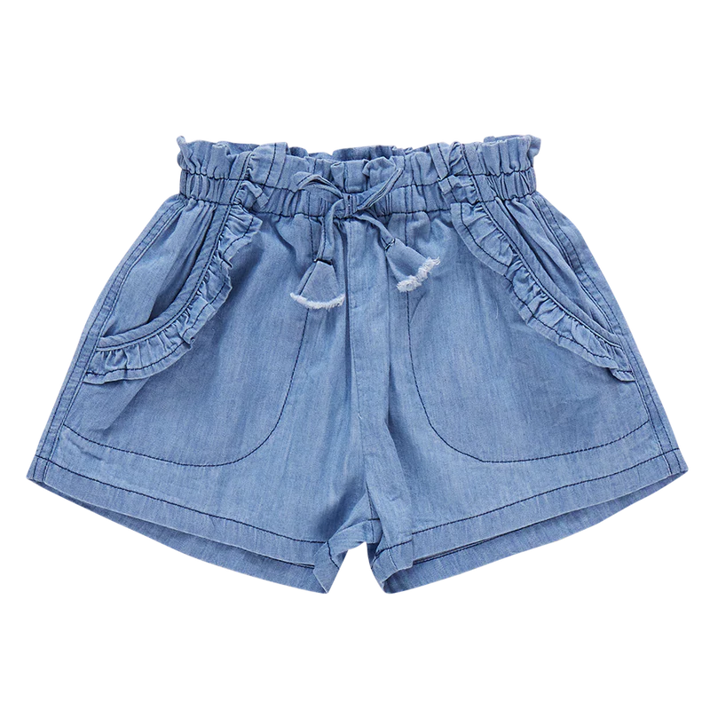 Theodore Short in Medium Wash Chambray