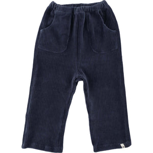 Baby boys dusty blue corduroy pants by oh baby – front view