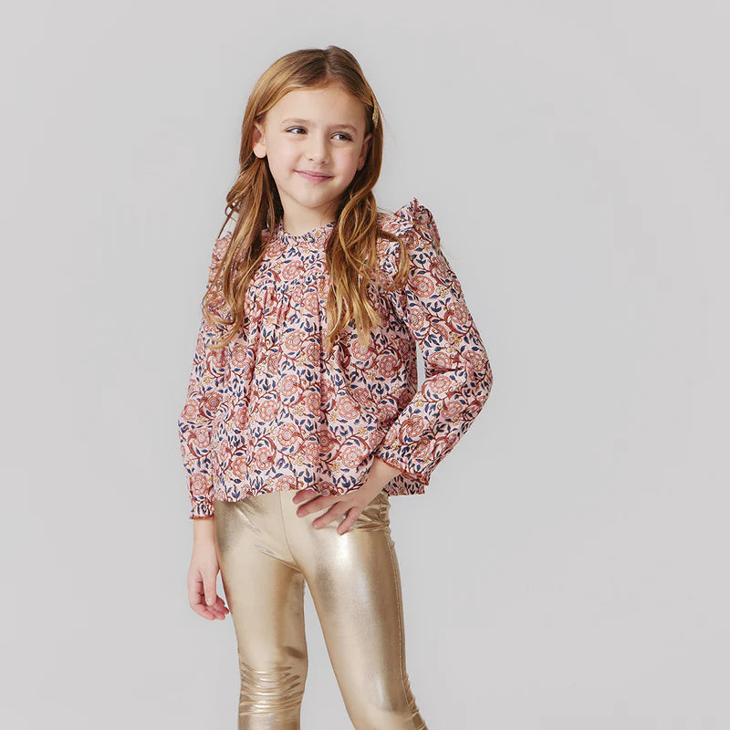 Girls Lame Legging in Light Gold