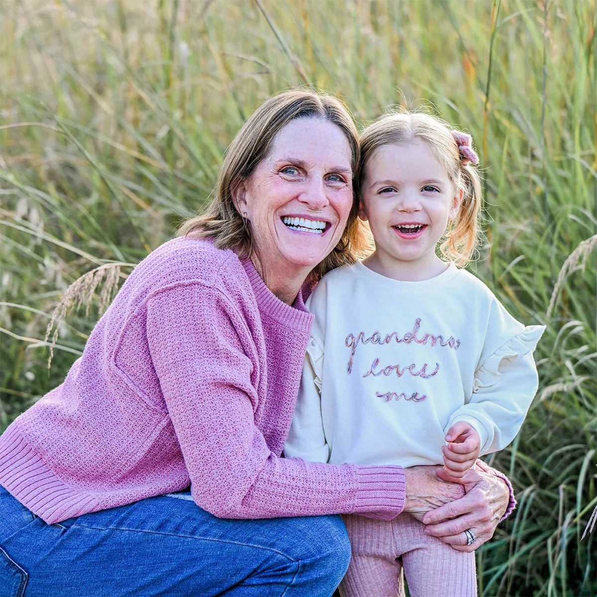 'Grandma Loves Me' Ruffle Slouch Sweatshirt