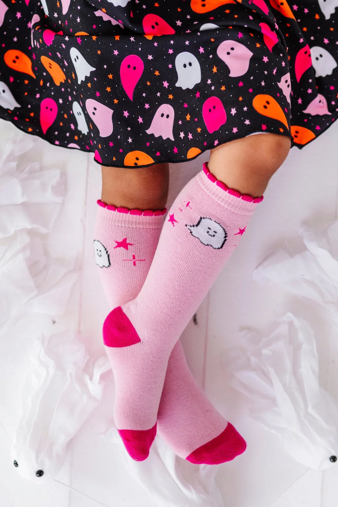 Pink Ghost Knee High Socks