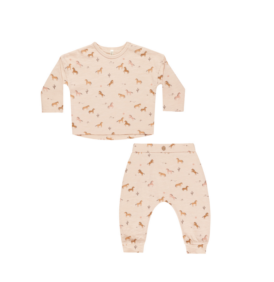 Long Sleeve Tee & Pant Set | Horses