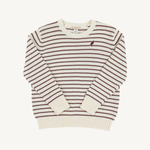 Isaac's Sweater in Palmetto Pearl & Gray Bay Brown Stripe