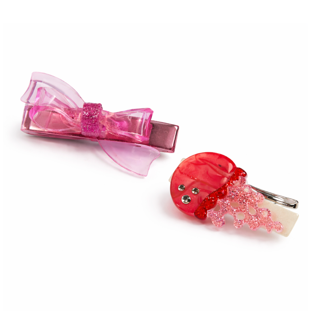 Jellyfish Pink Clear Bow Hair Clip