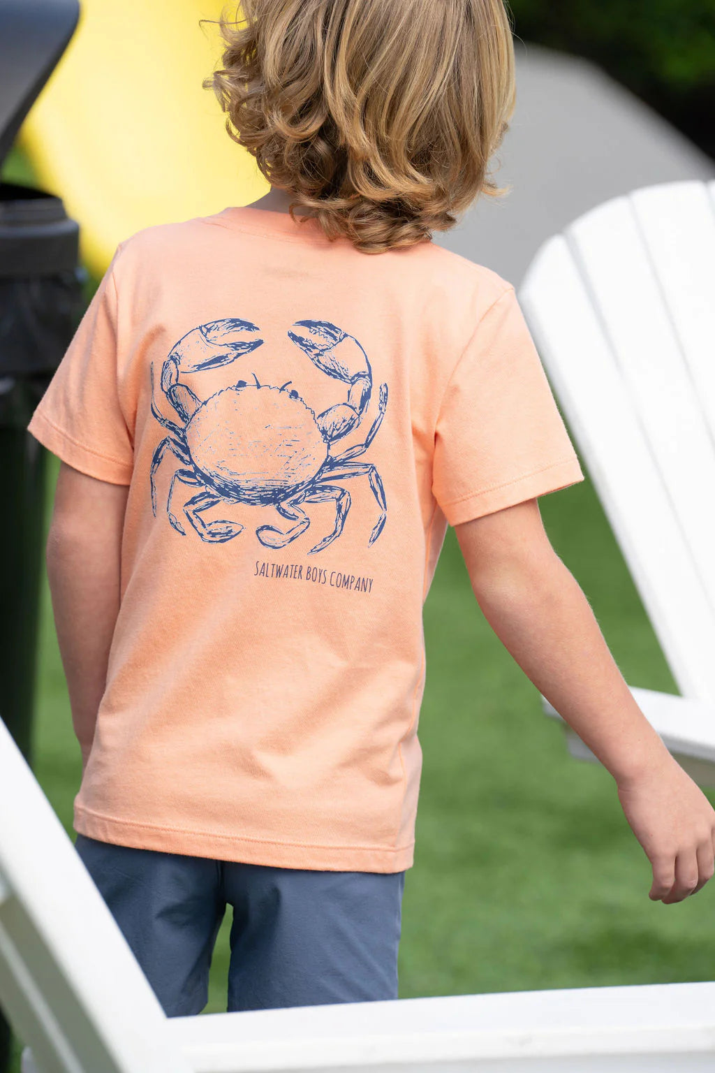 Blue Crab Pocket Tee in Coral
