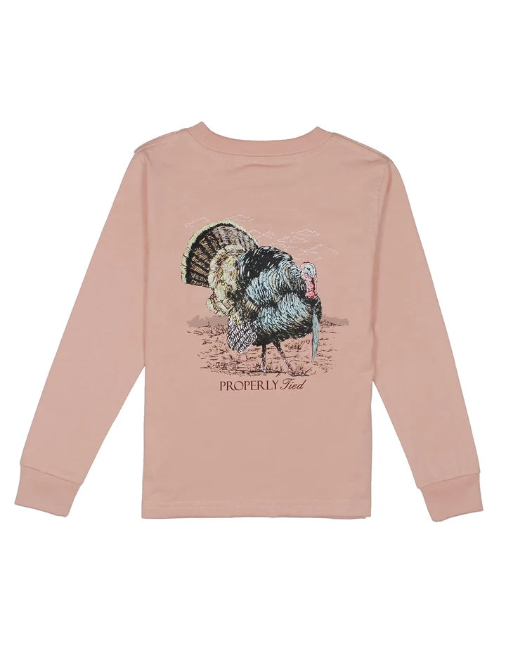 Boys Gobbler Long Sleeve Tee in Peach