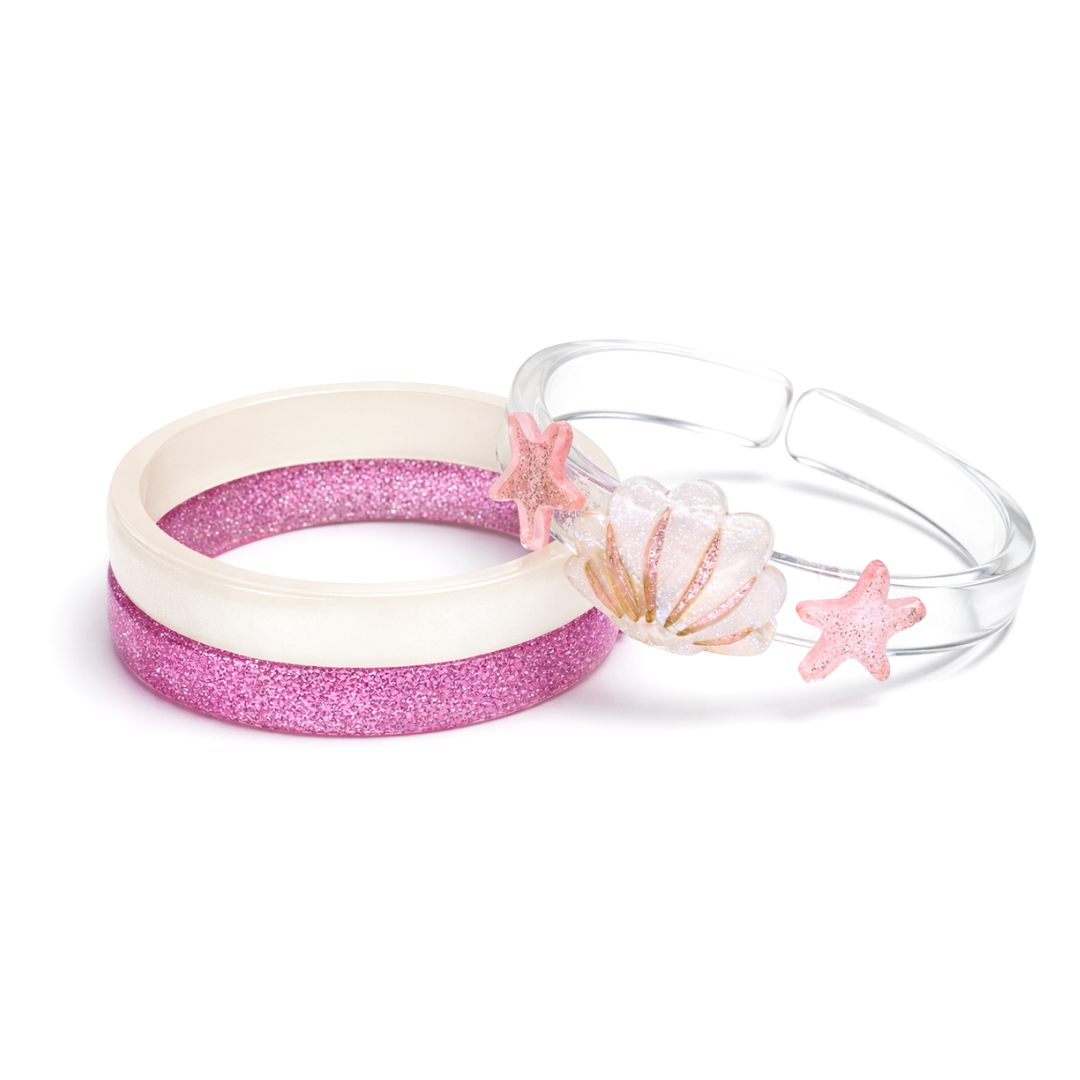 Seashell Pink Glitter Bangles (Set of 3)