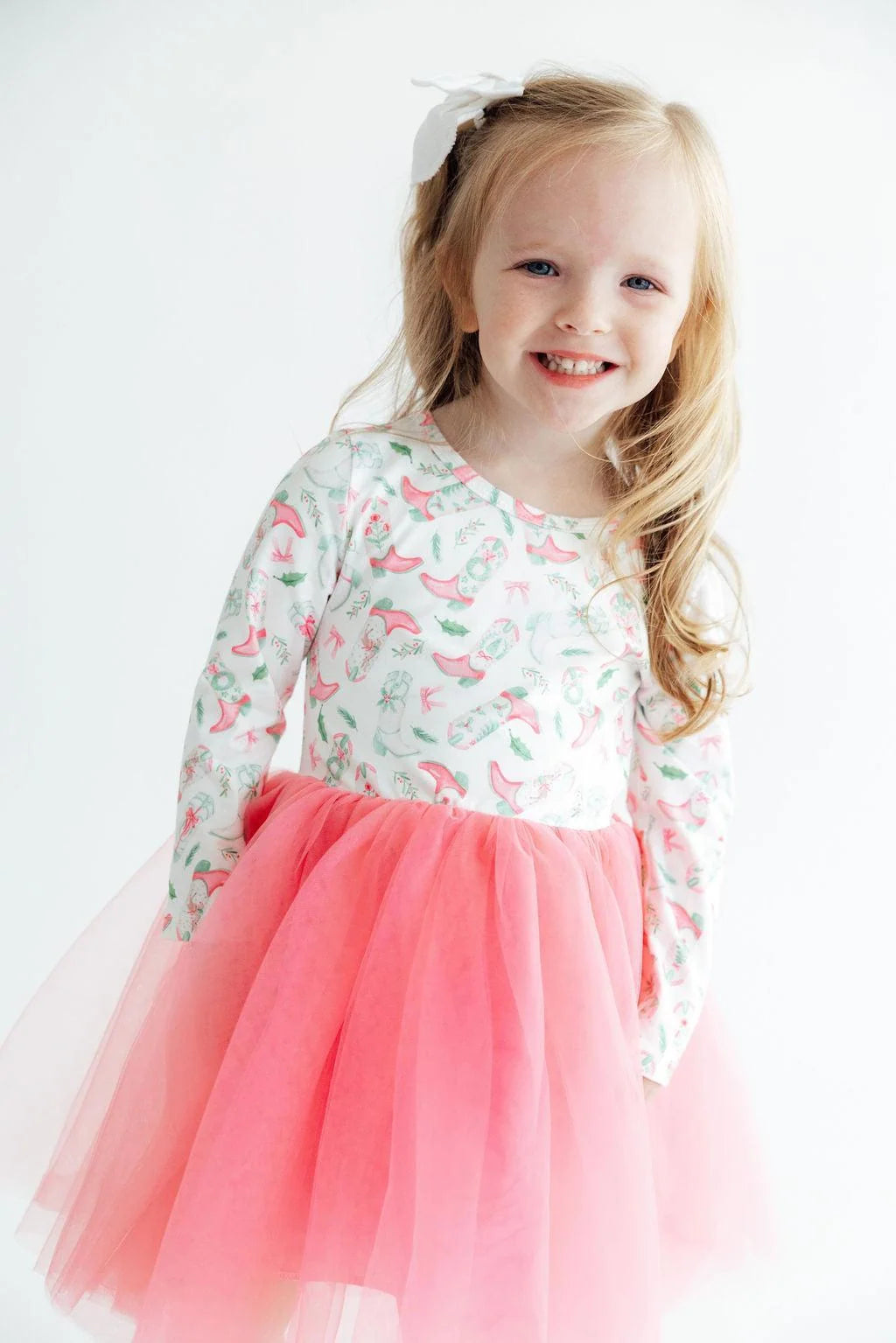 Country Christmas Long Sleeve Tutu Dress