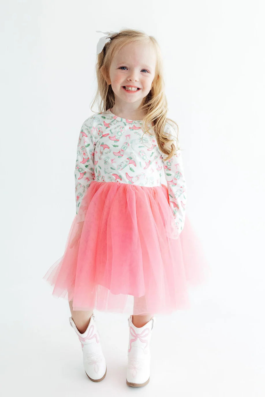 Country Christmas Long Sleeve Tutu Dress